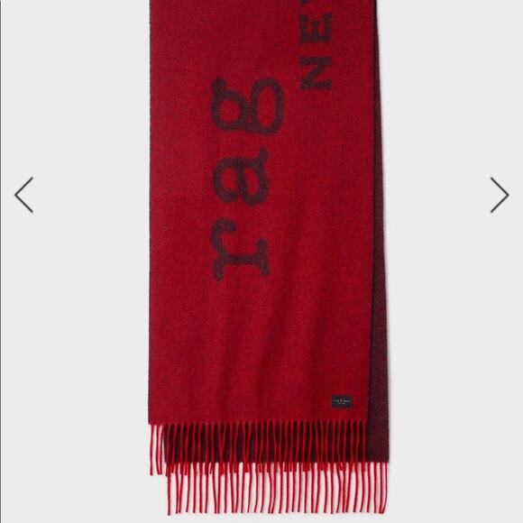 Rag and Bone Addison Recycled Wool Scarf in Red New - Picture 8 of 8